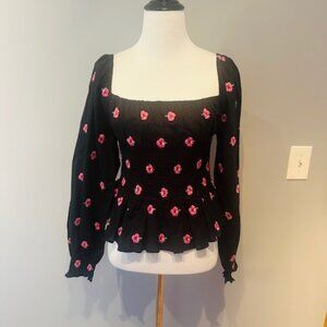 Cleobella (Anthropologie) Black Cotton top with embroidery
